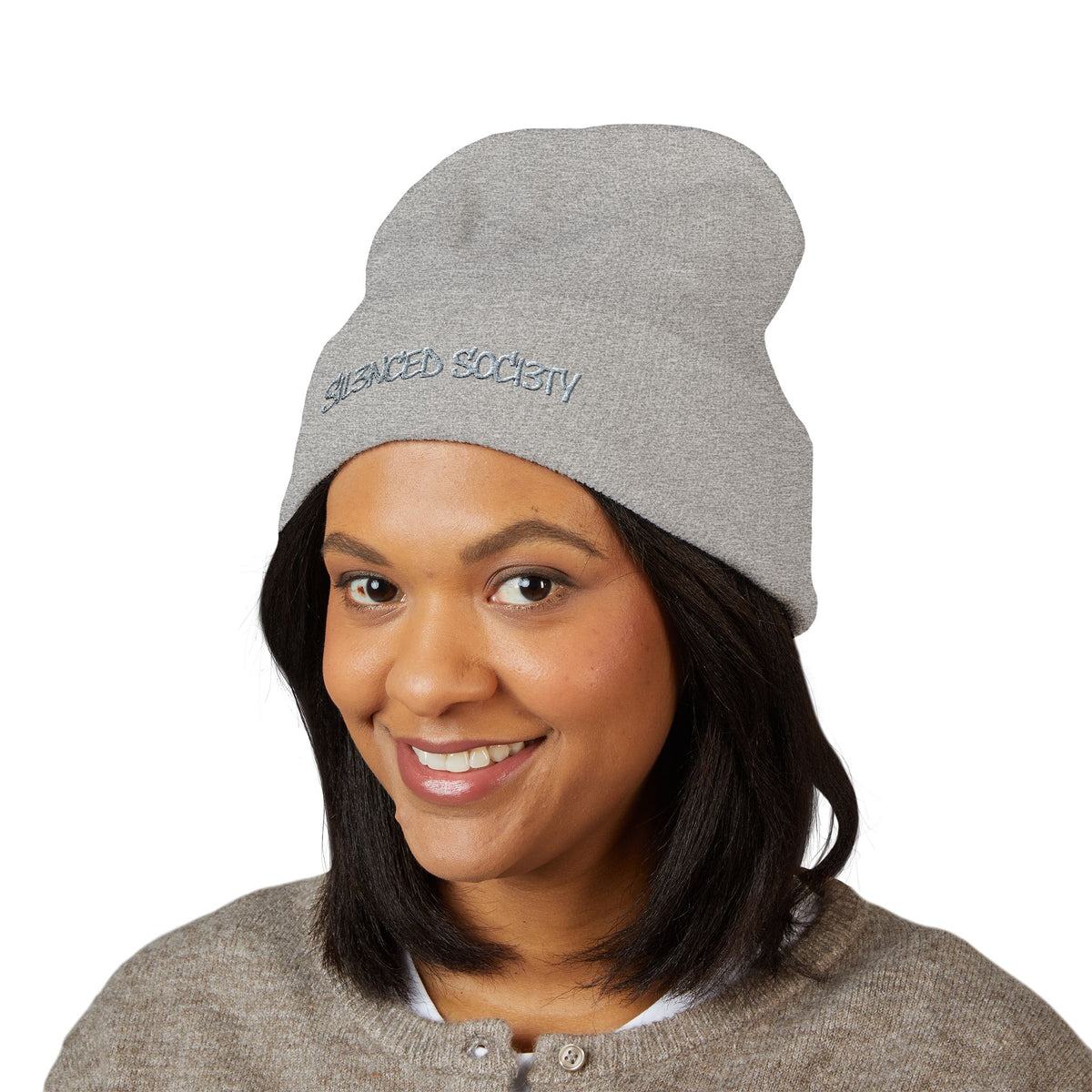 Sil3nced Soci3ty Embroidered Cuffed Beanie