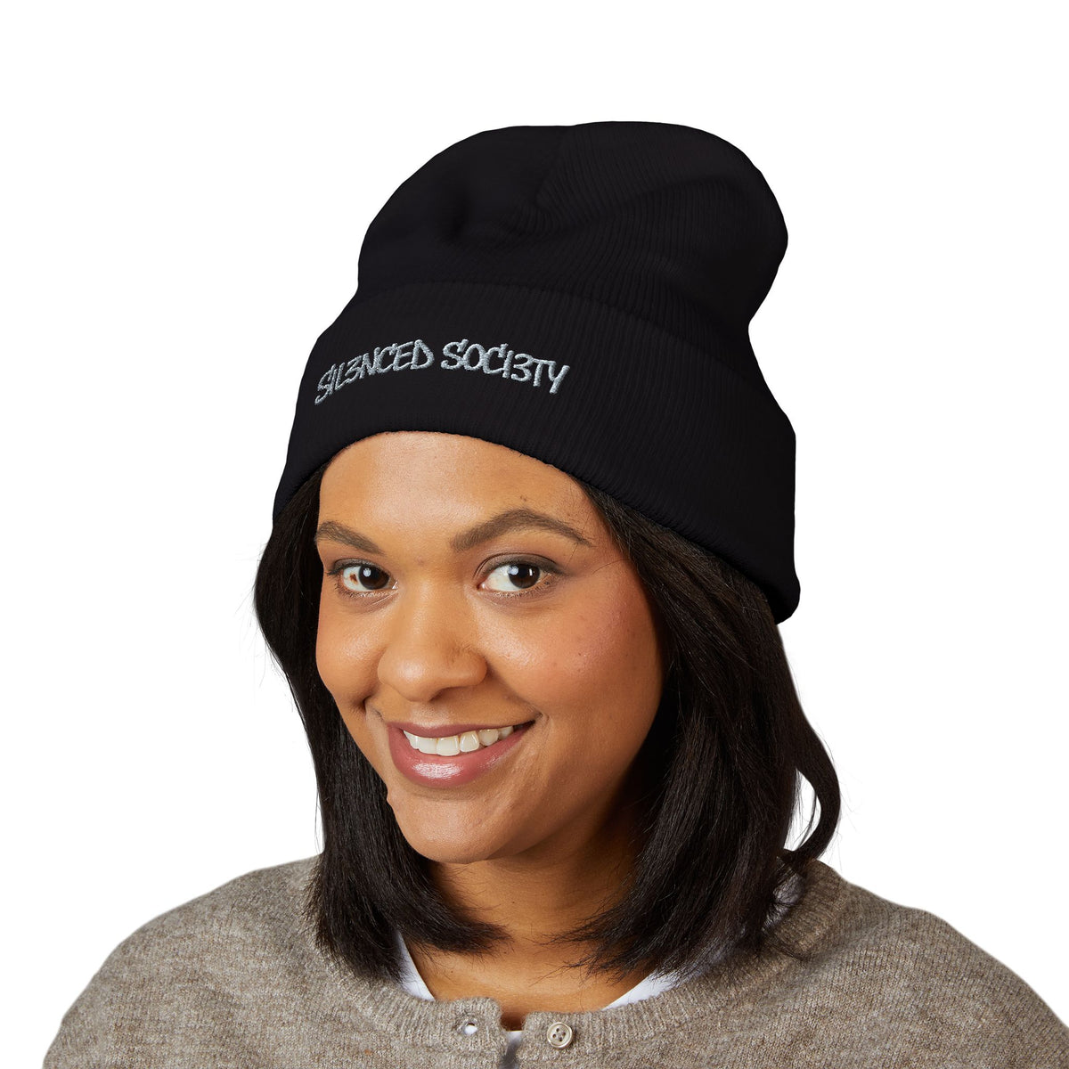 Sil3nced Soci3ty Embroidered Cuffed Beanie