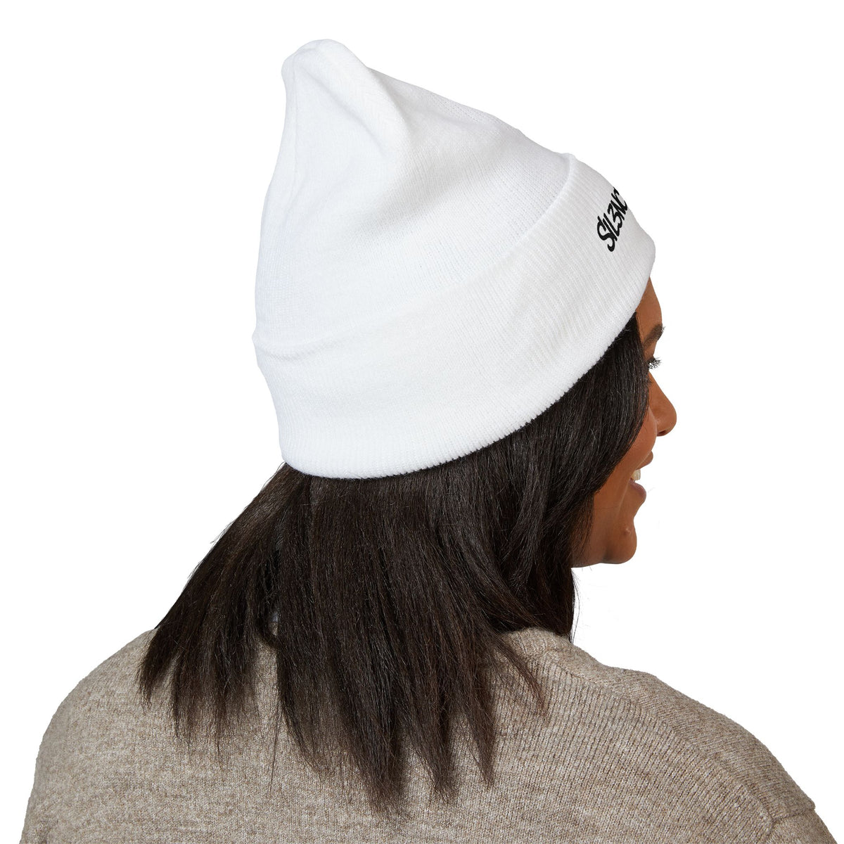 Sil3nced Soci3ty Embroidered Cuffed Beanie - White