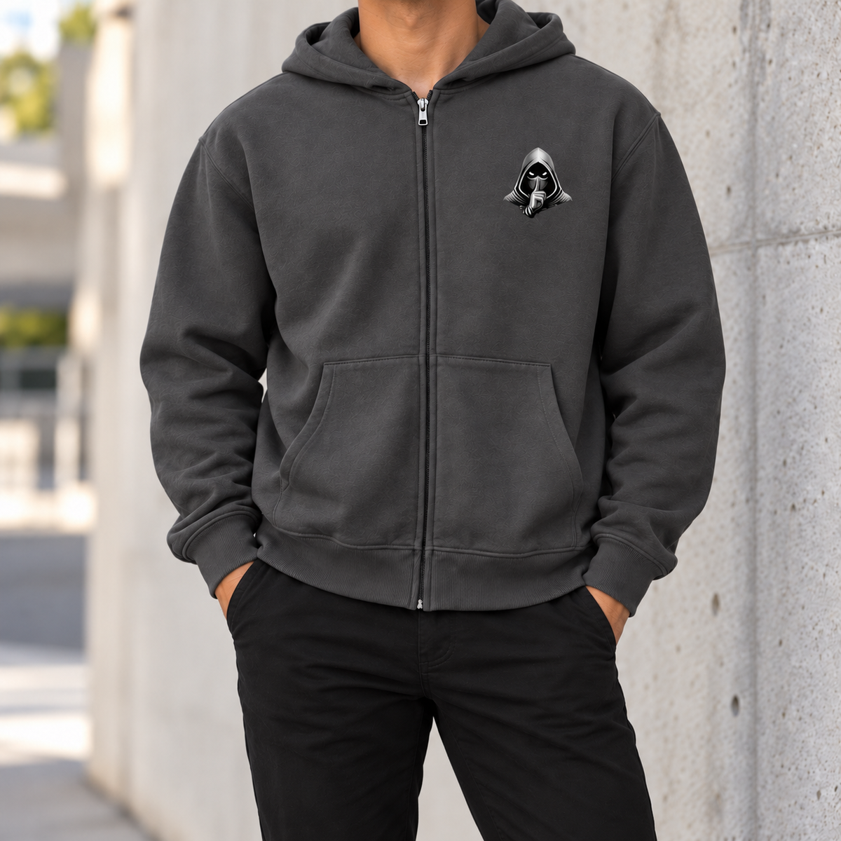 OG Heavyweight Zip-Up Hoodie – Black/White